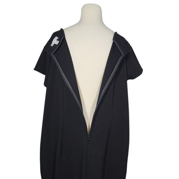 Susan Graver Women’s 2X Black Ponte Knit Cap Sleeve Midi Dress LBD Slimming Work - Picture 6 of 14